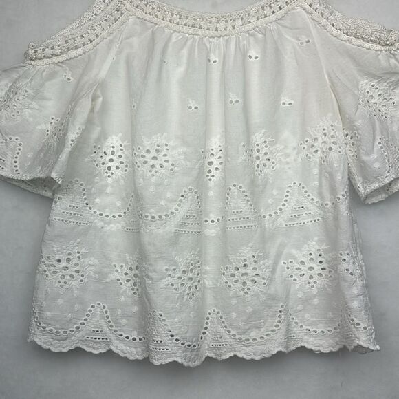 Bohemian cotton top  with bare shoulders Sz M  Cut-out detail - Picture 2 of 9